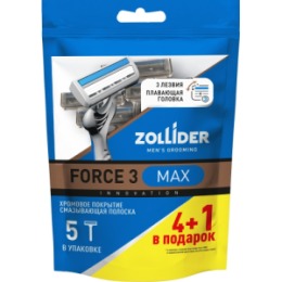 Zollider Zollider Force 3 MAX, одноразовые бритвенные станки со смазывающей полоской 3 лезвия, 4 1 шт/ Zollider Force 3 MAX, triple blade disposable razors, 4 1 pcs