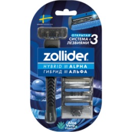 Zollider Zollider Hybrid 3 ALPHA, станок 3 лезвия с 3мя сменными картриджами/ Zollider Hybrid 3 ALPHA, triple blade razor with 3 extra cartridges