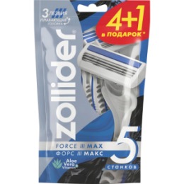 Zollider Zollider Force 3 MAX, одноразовые бритвенные станки со смазывающей полоской 3 лезвия, 4 1 шт/ Zollider Force 3 MAX, triple blade disposable razors, 4 1 pcs