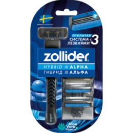 Zollider Zollider Hybrid 3 ALPHA, станок 3 лезвия с 3мя сменными картриджами/ Zollider Hybrid 3 ALPHA, triple blade razor with 3 extra cartridges